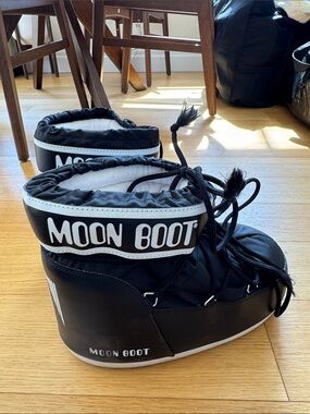 Moon Boot Black and White Padded Winter Boots